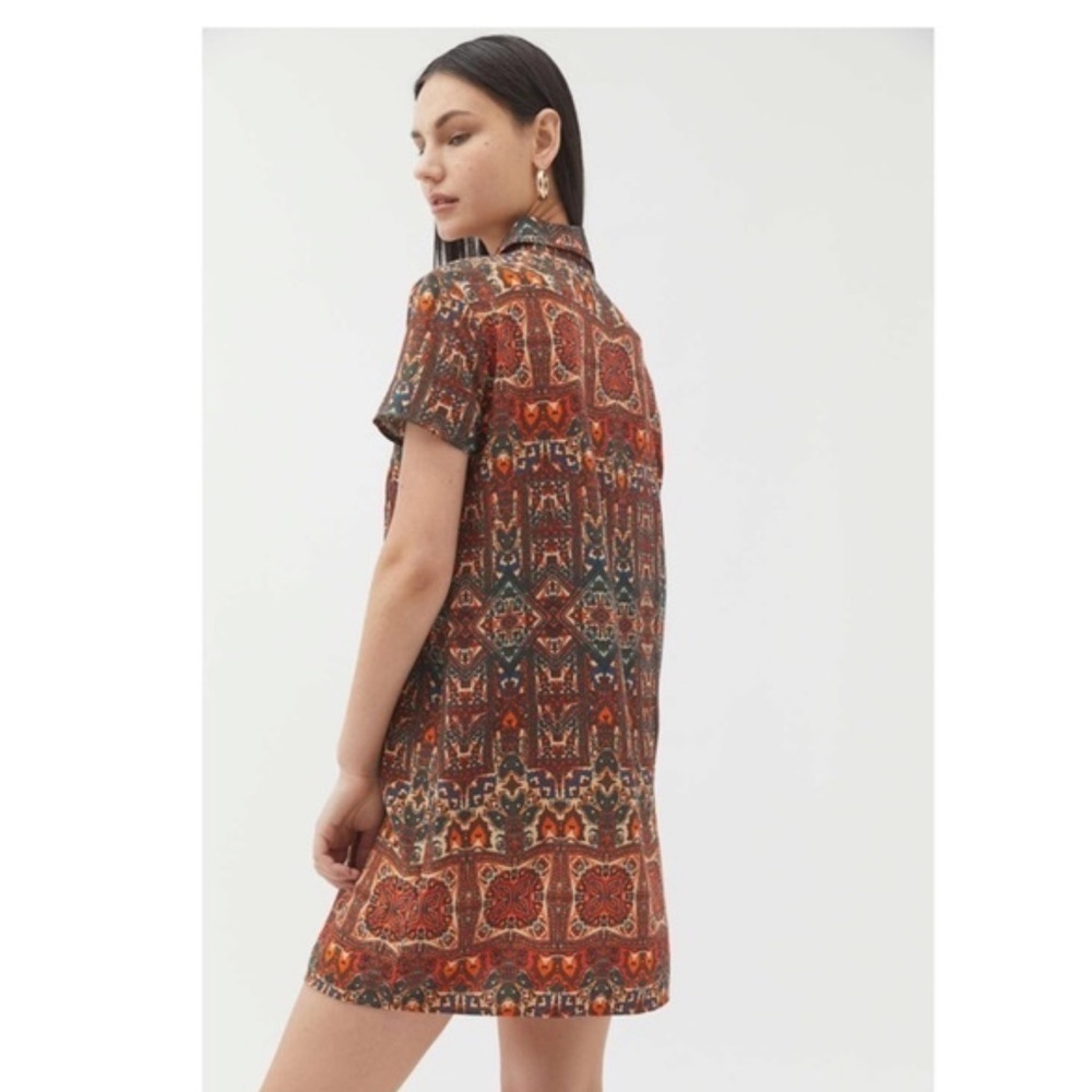 Urban Outfitters Wismer Printed Bohemian Mini Shirt Dress - Picture 2 of 8